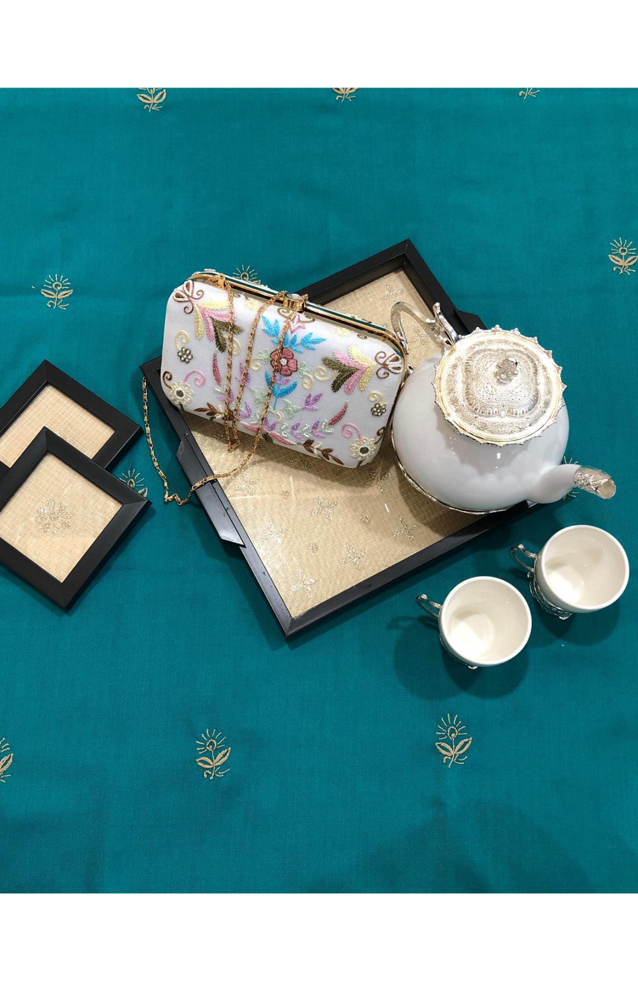 White Georgette Chikankari Bag