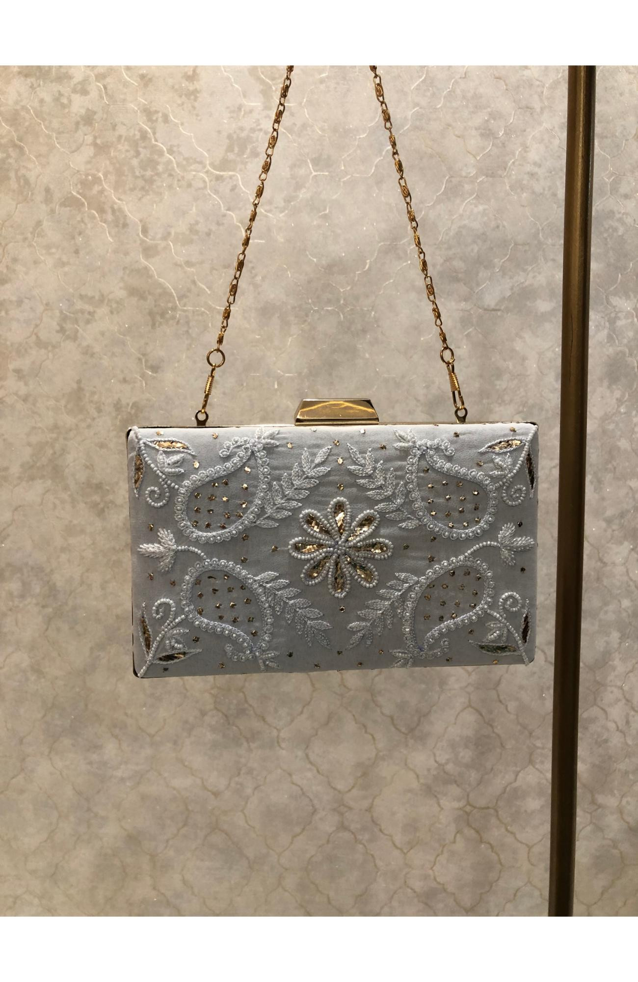 Sky Blue Georgette Chikankari Bag