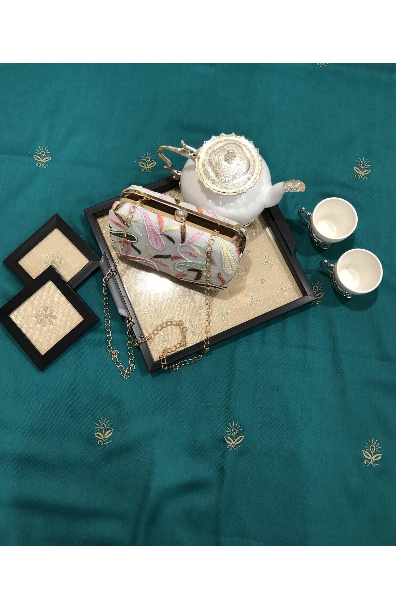 White Chanderi Chikankari Bag