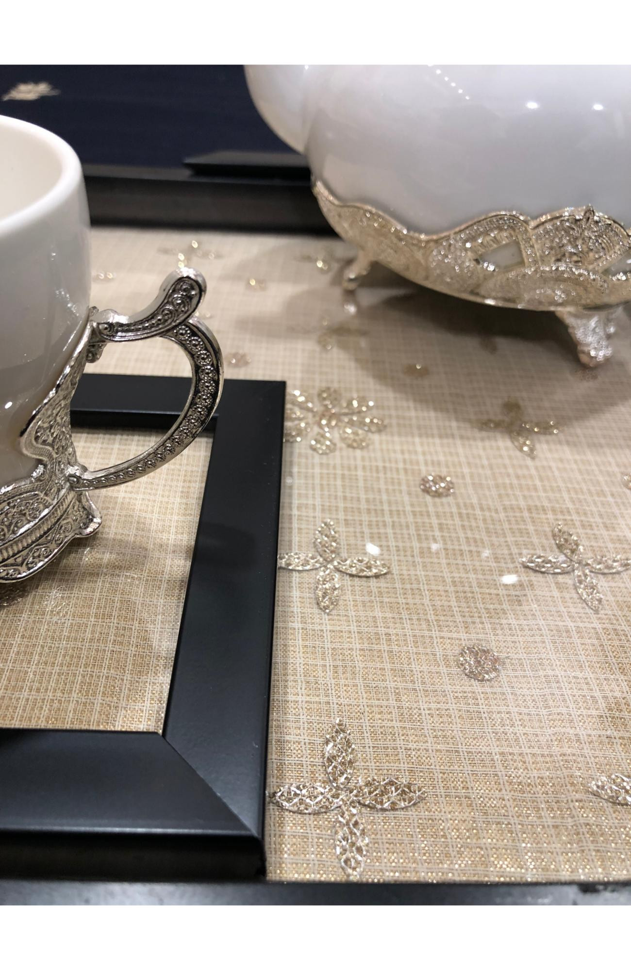 Beige Kota Chikankari Coaster Set