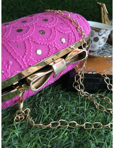 Chhangamal Hand Embroidered Lavender Colour Pure Georgette Chikankari Bag