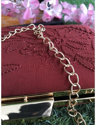 Chhangamal Hand Embroidered Maroon Colour Pure Georgette Chikankari Bag
