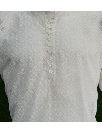 Rohia by Chhangamal Men's Embroidered White Color Faux Georgette Kurta