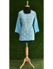 Chhangamal Hand Embroidered Women Blue Colour Modal Chikankari Top