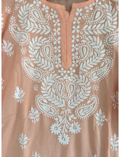 Chhangamal Hand Embroidered Womens Purple Colour Modal Chikankari Top