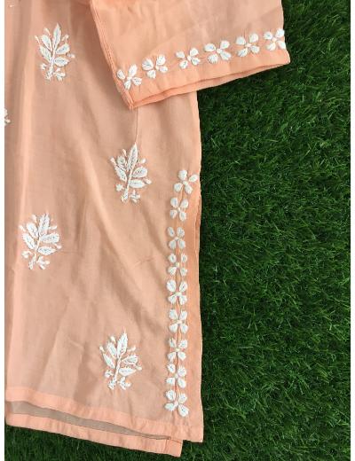Chhangamal Hand Embroidered Womens Purple Colour Modal Chikankari Top