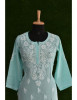 Chhangamal Hand Embroidered Womens Turquoise Blue Colour Modal Chikankari Top