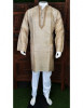 Rohia by Chhangamal Men&#039;s Hand Embroidered Beige Color Silk Kurta
