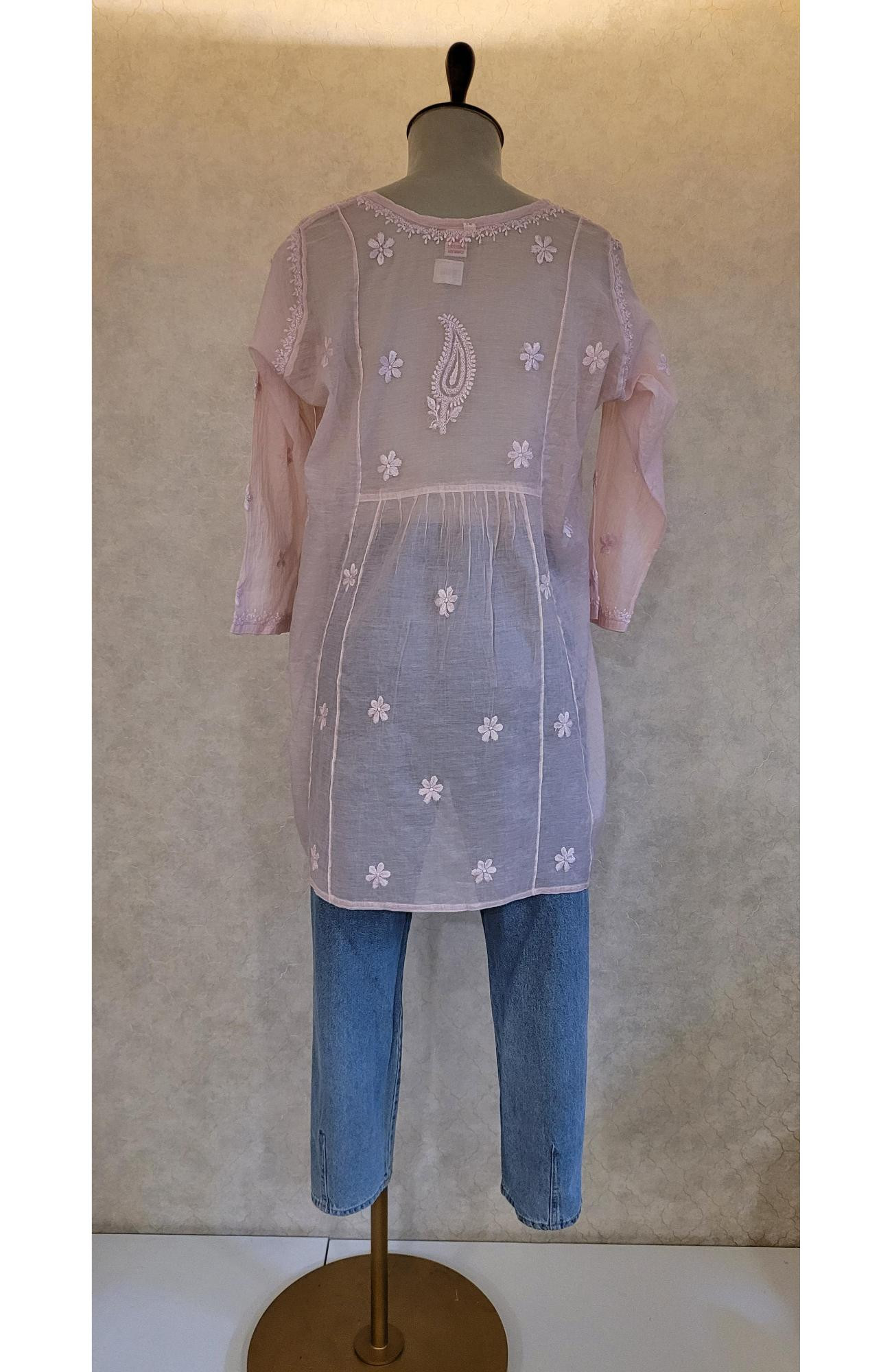 Mauve Mul Chanderi Chikankari Short Top
