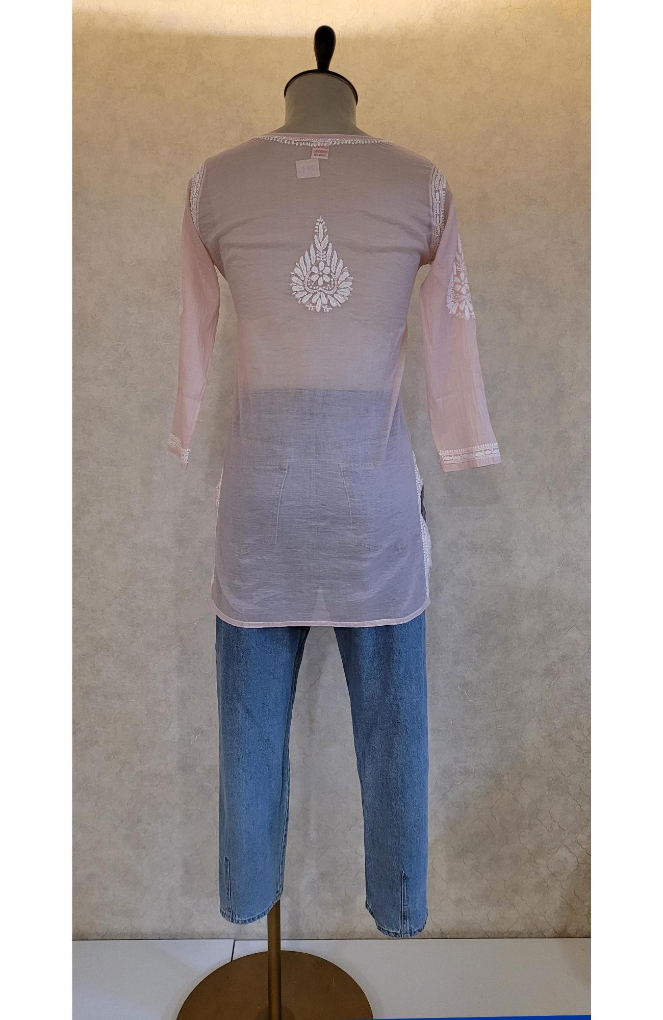 Ivory Mul Chanderi Chikankari Short Top