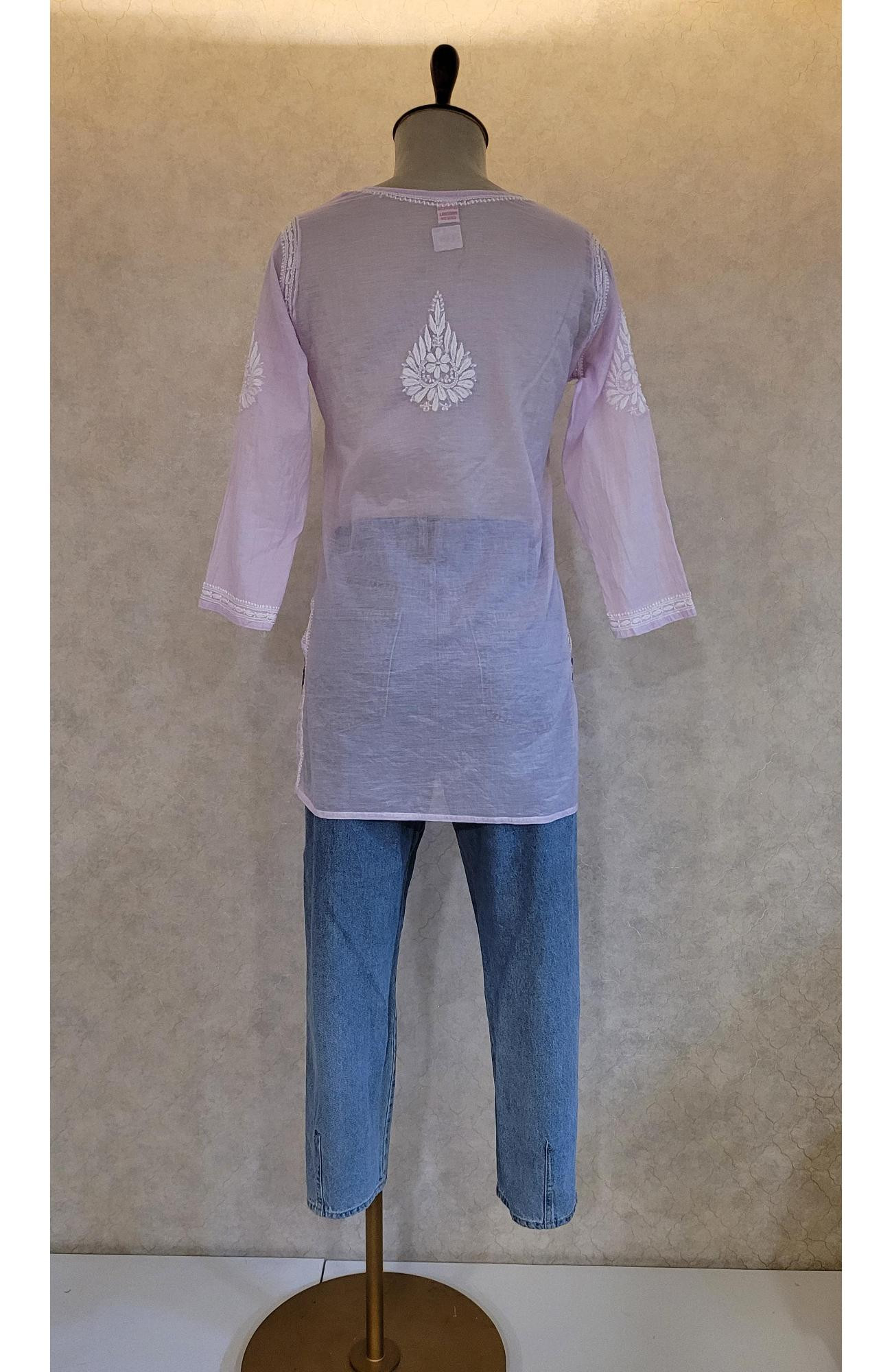 Purple Mul Chanderi Chikankari Short Top