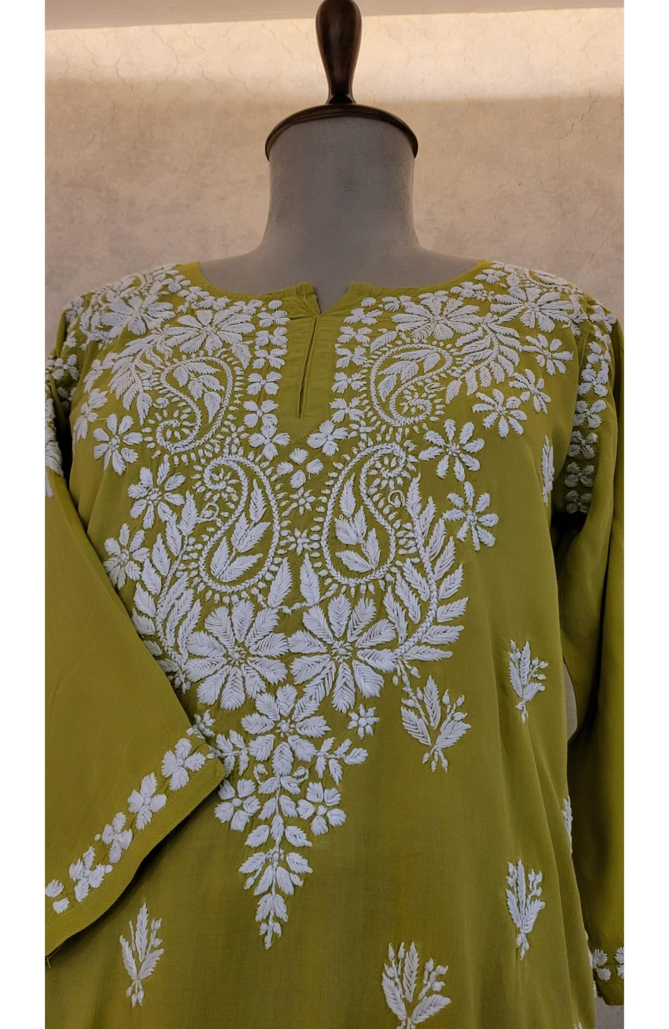 Green Modal Chikankari Short Top
