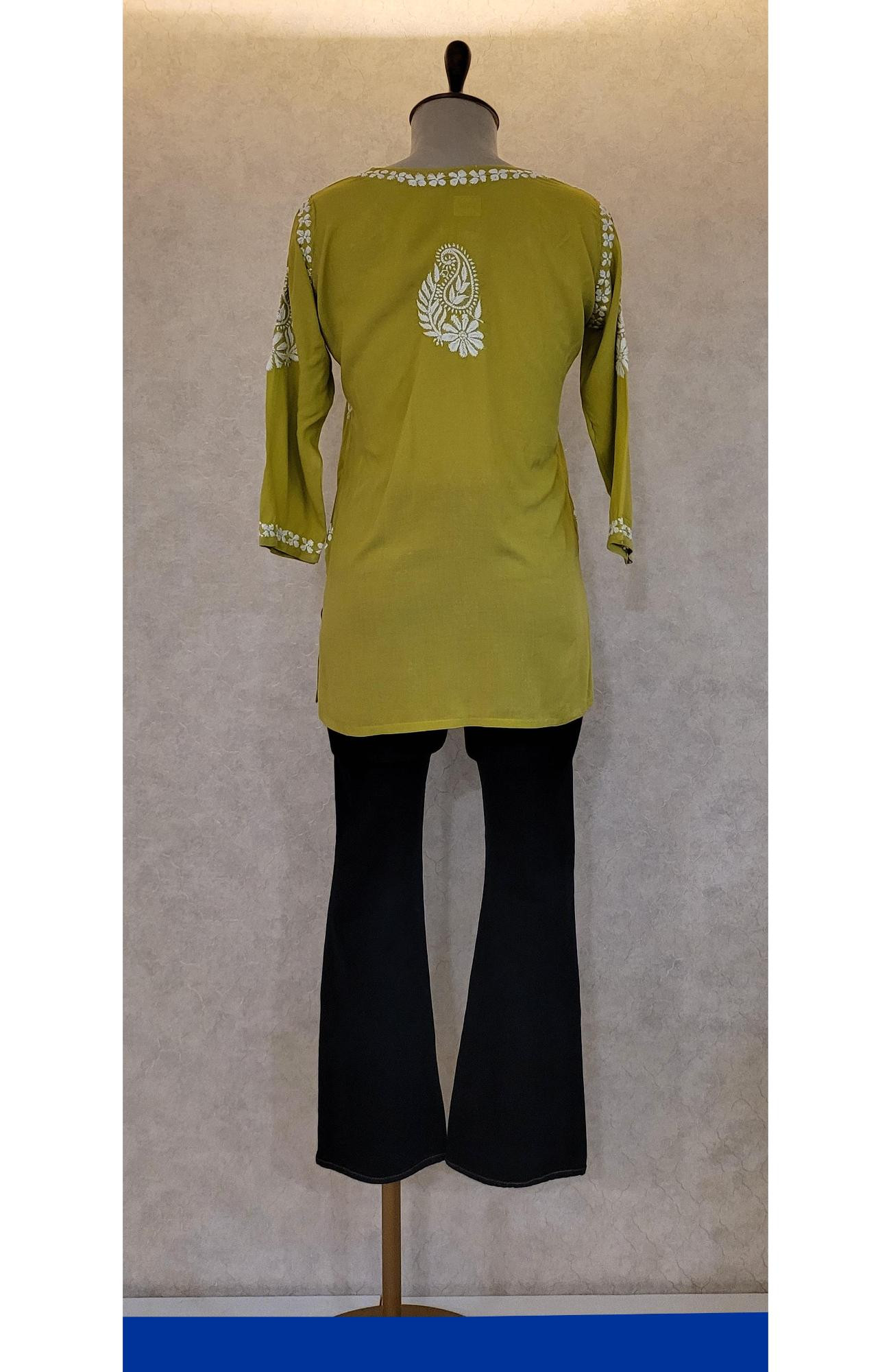 Green Modal Chikankari Short Top