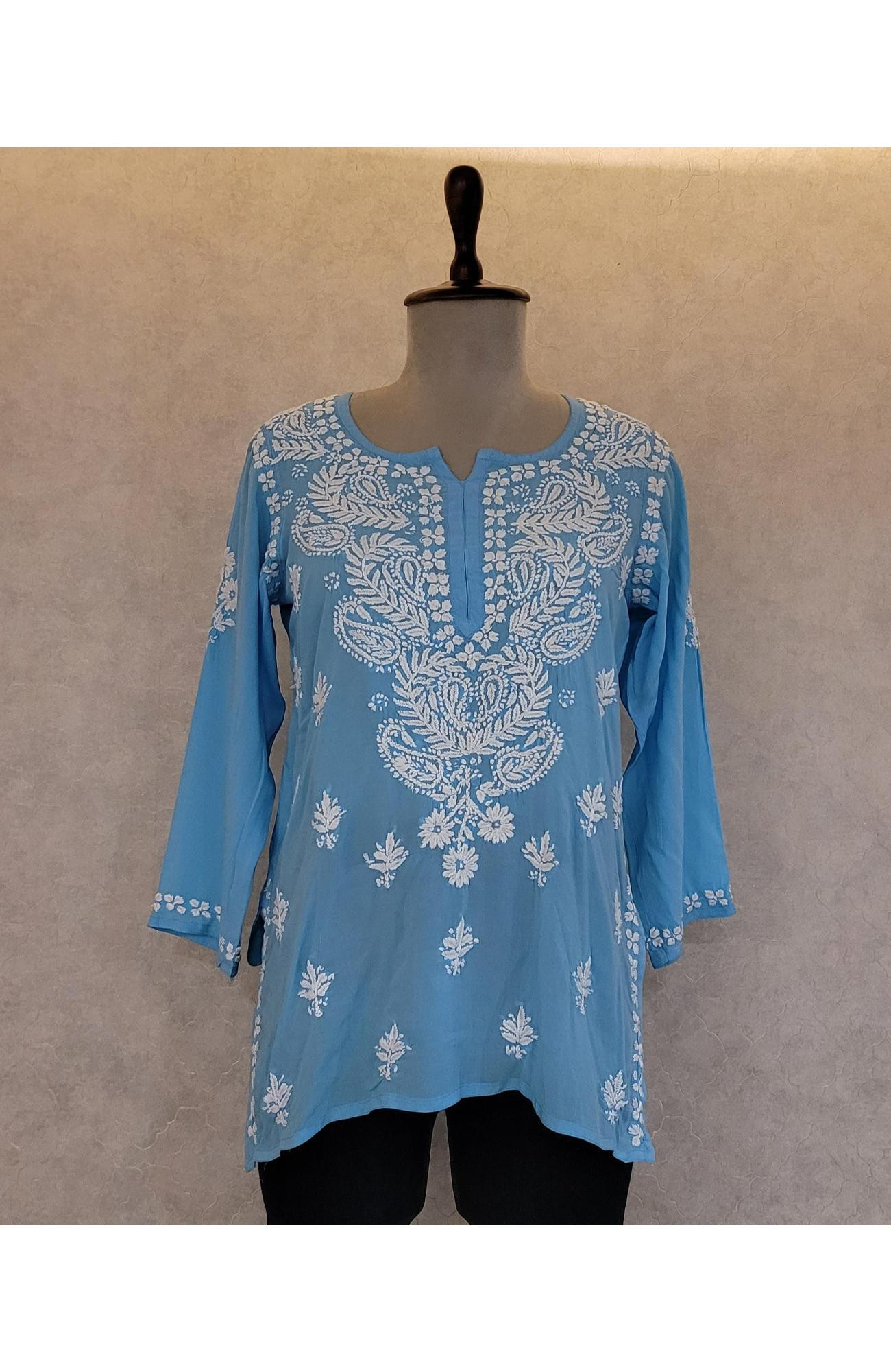 Blue Modal Chikankari Short Top