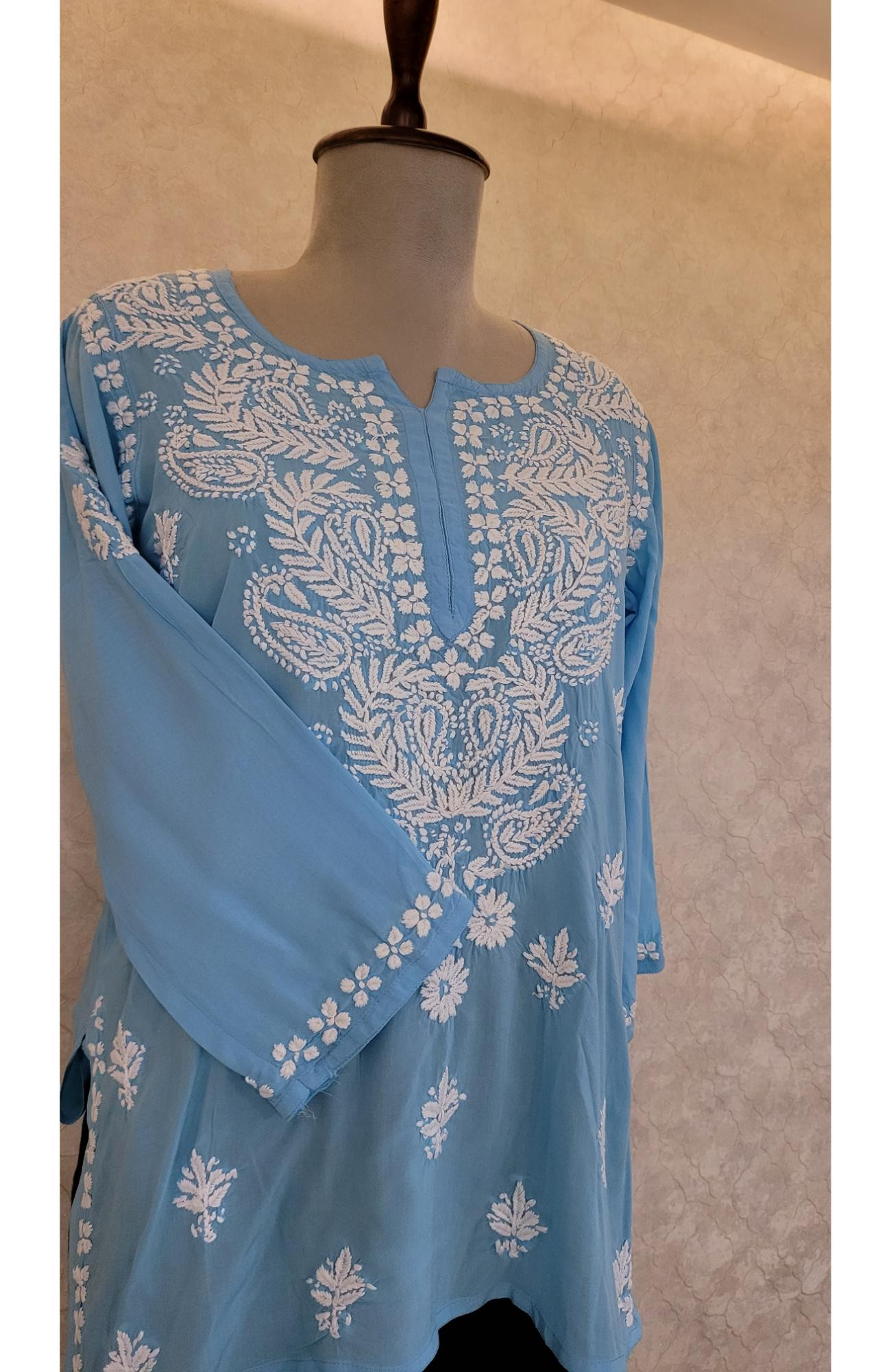 Blue Modal Chikankari Short Top