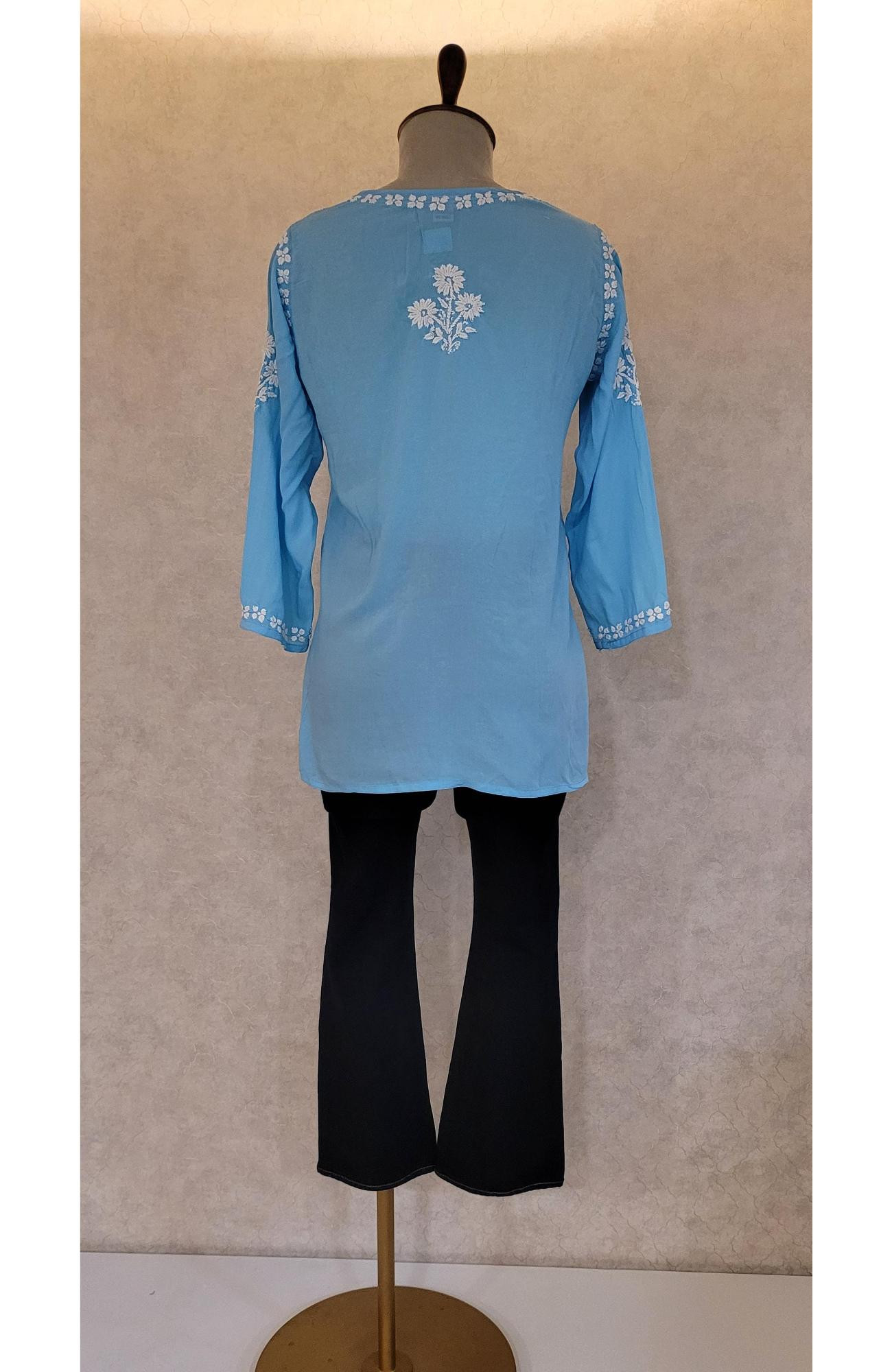 Blue Modal Chikankari Short Top