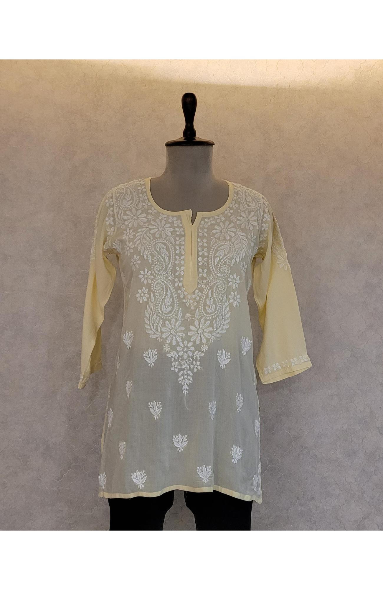 Lemon Yellow Modal Chikankari Short Top