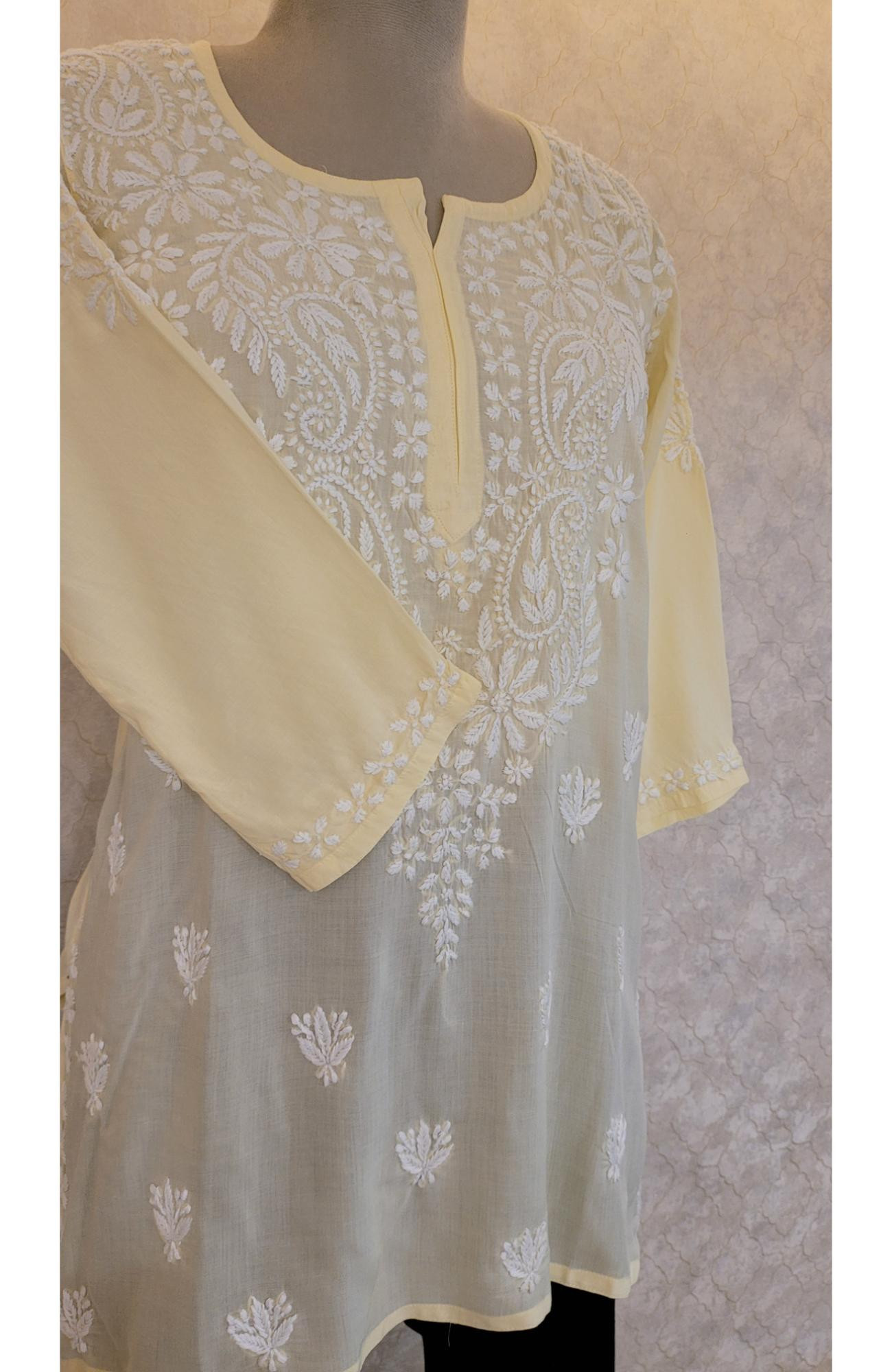 Lemon Yellow Modal Chikankari Short Top