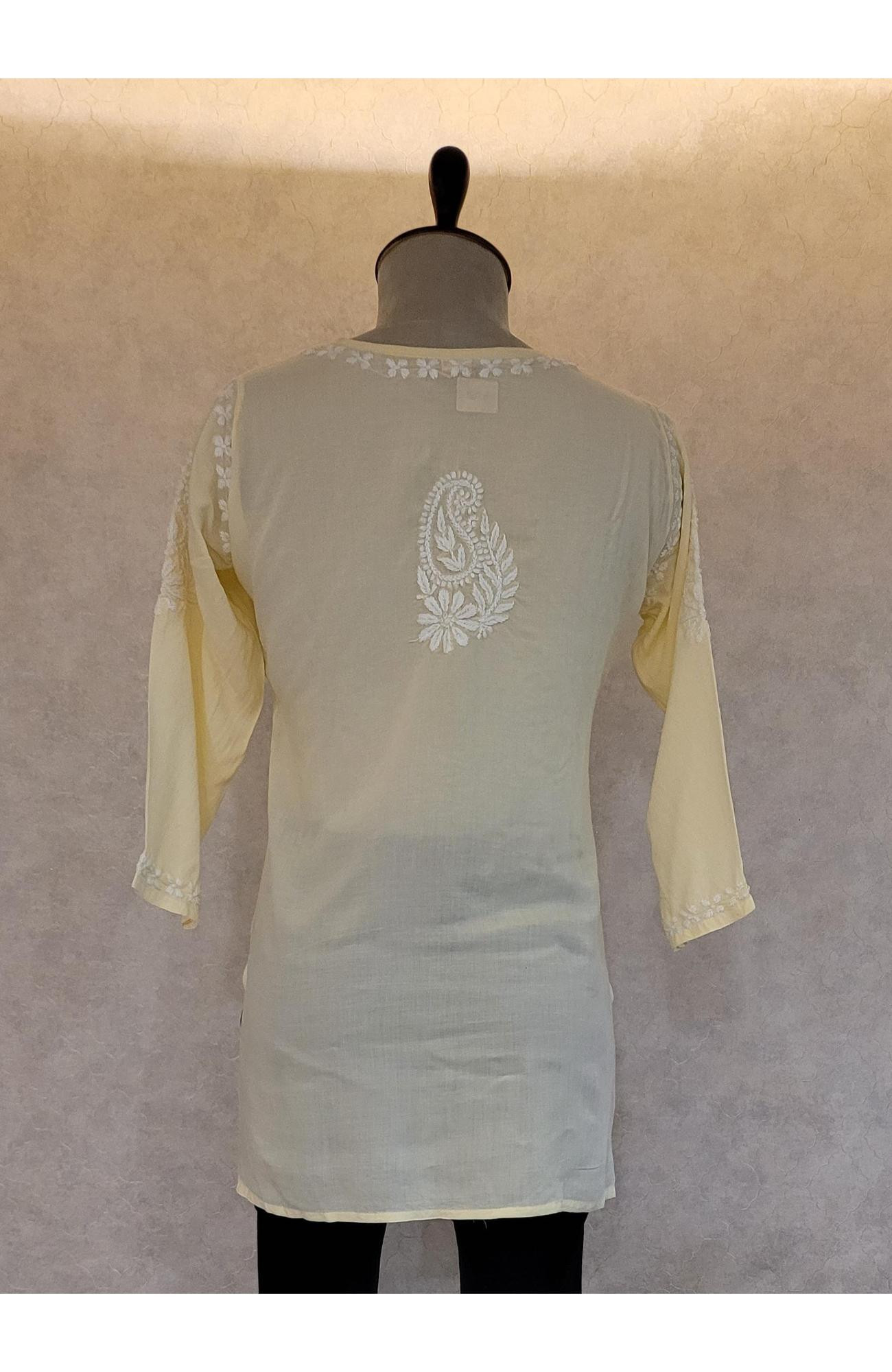Lemon Yellow Modal Chikankari Short Top