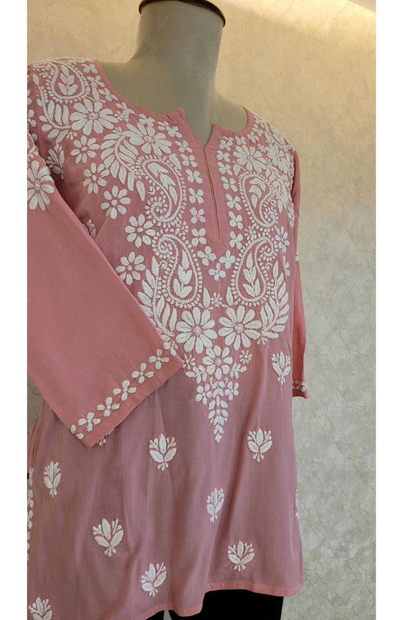 Pink Modal Chikankari Short Top