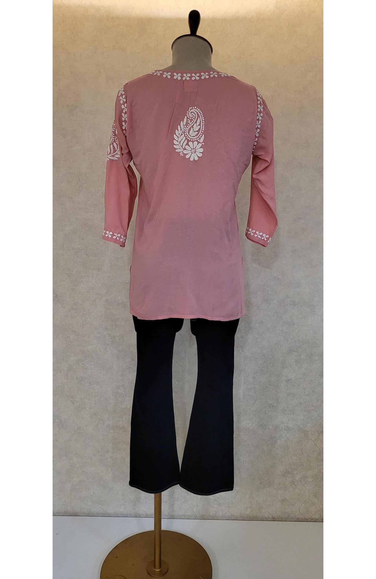 Pink Modal Chikankari Short Top