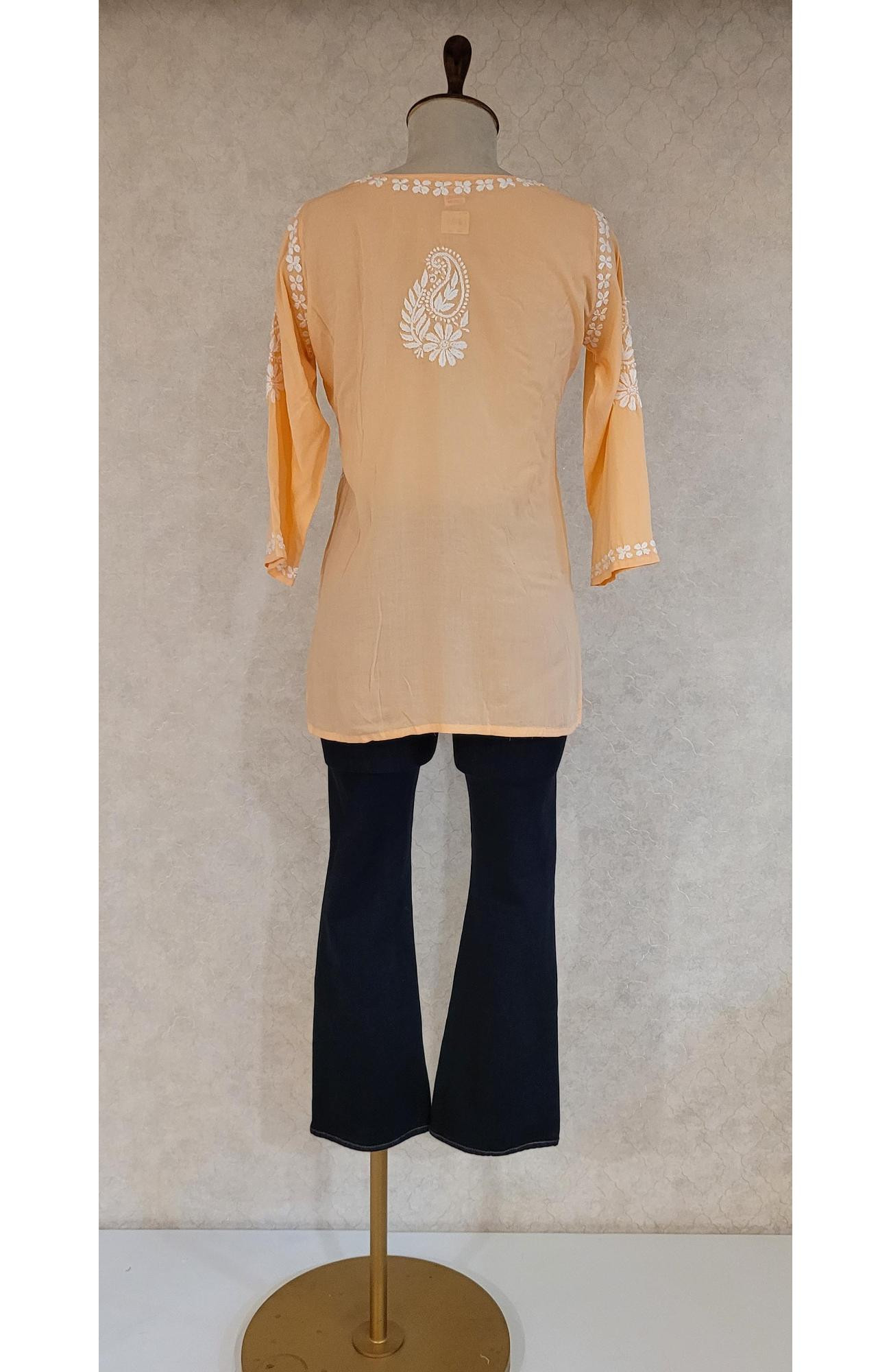 Peach Modal Chikankari Short Top