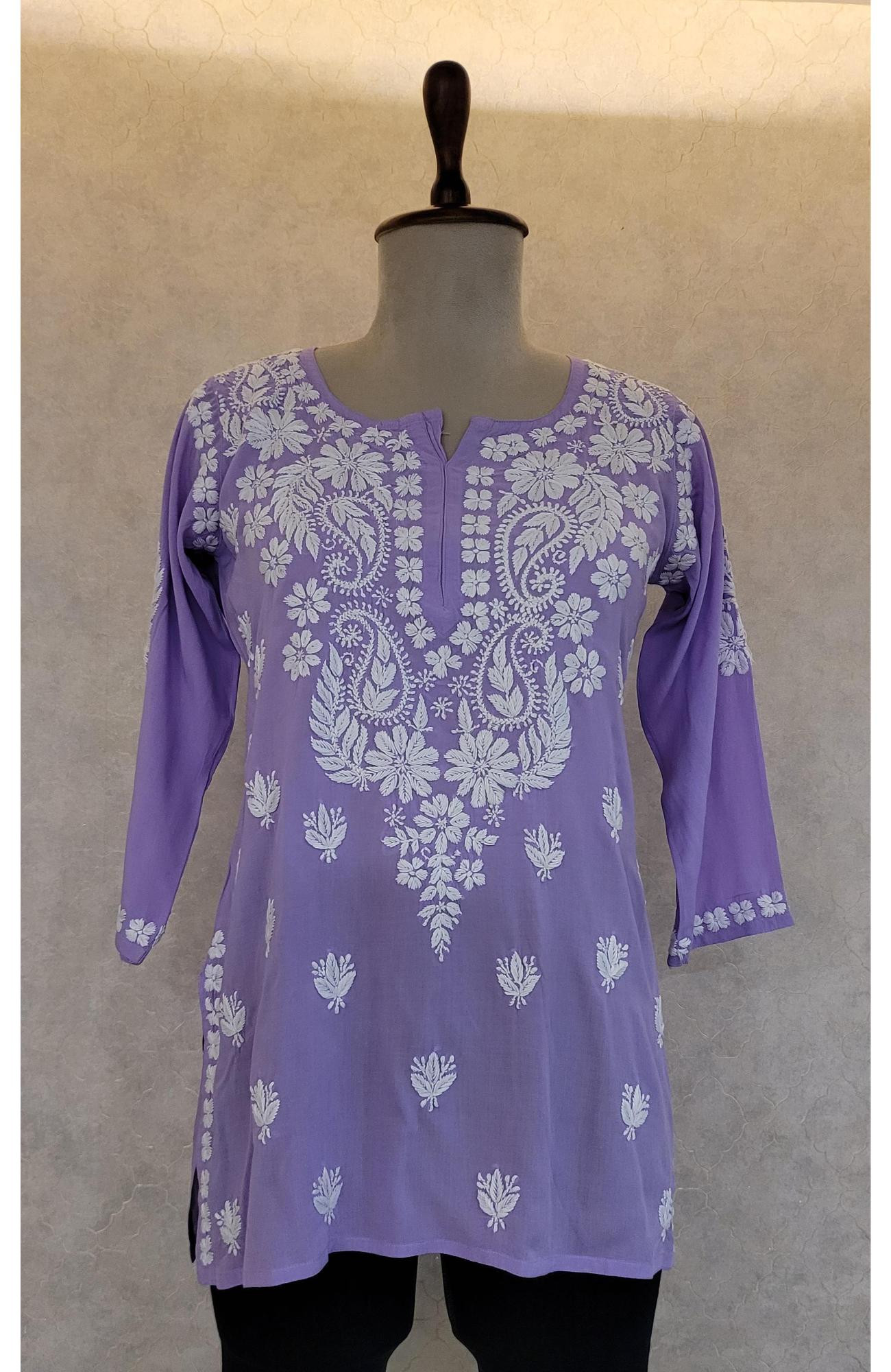 Purple Modal Chikankari Short Top