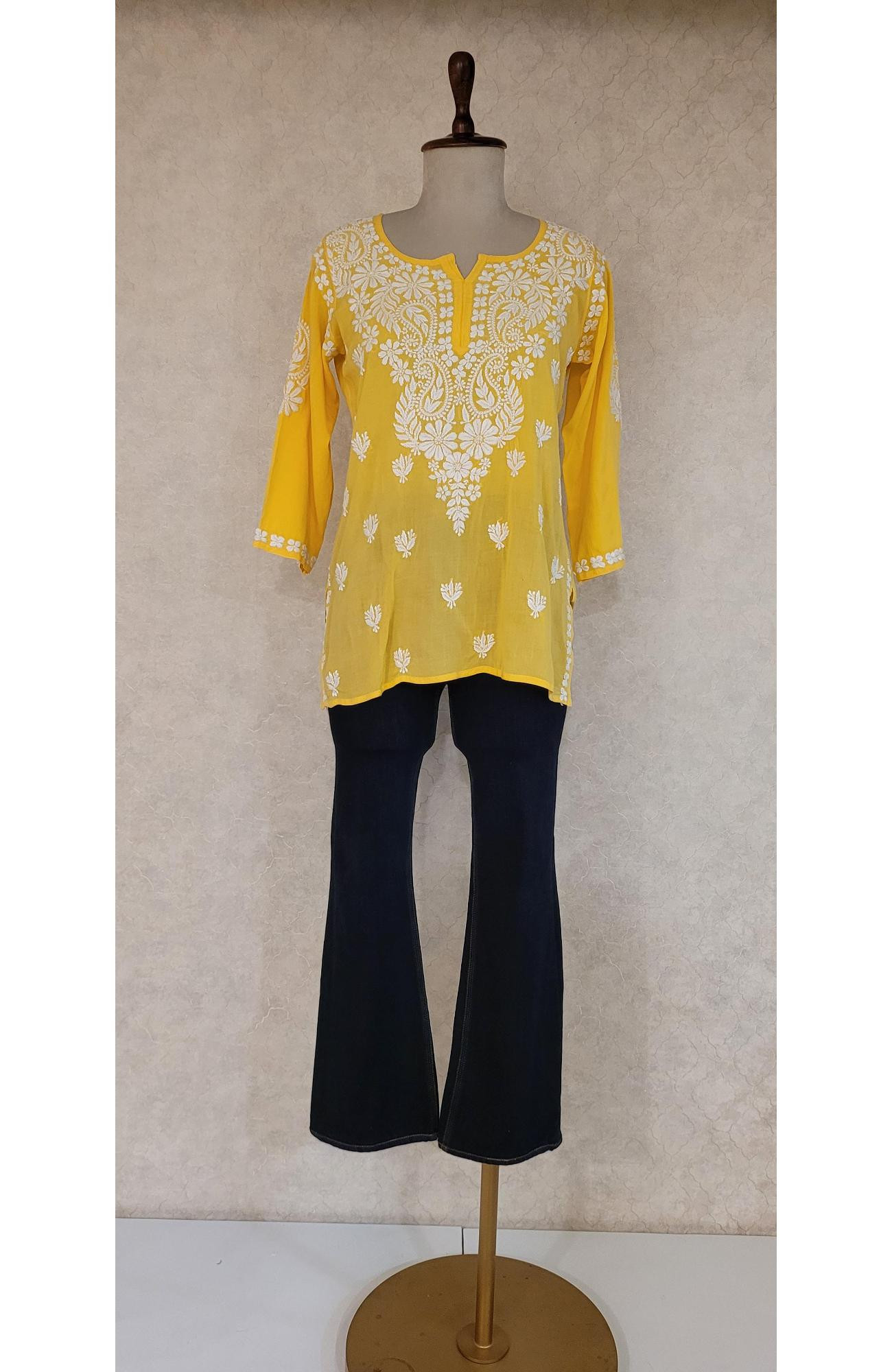 Yellow Modal Chikankari Short Top