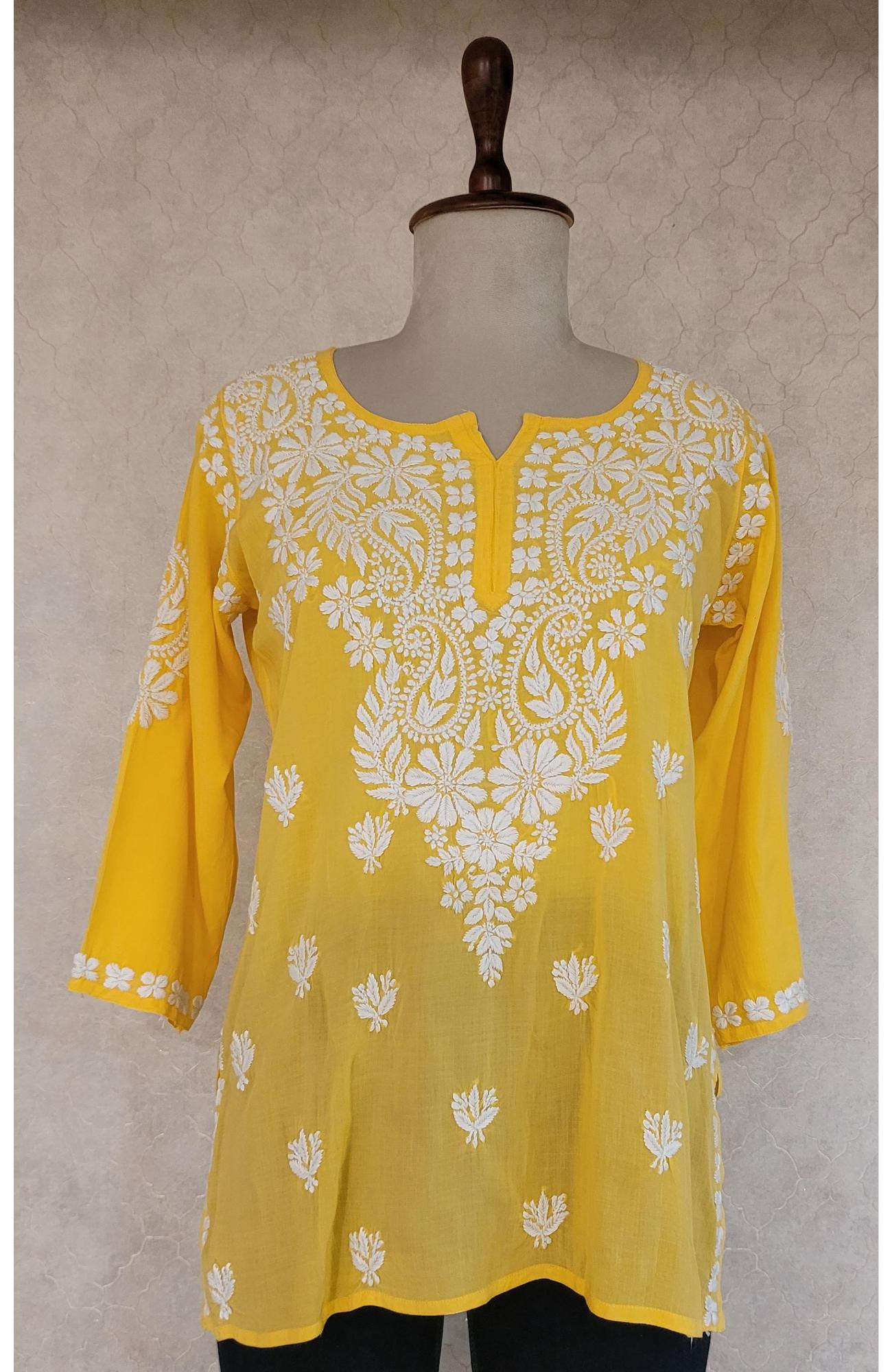 Yellow Modal Chikankari Short Top