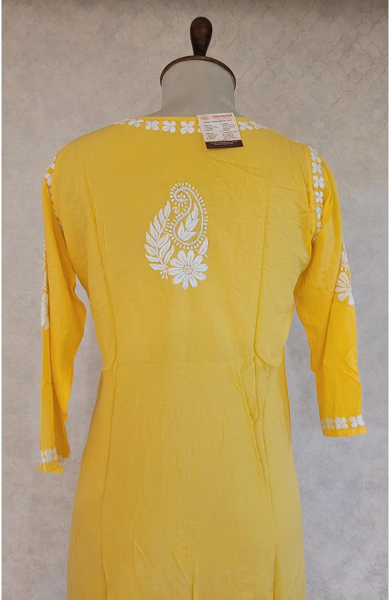 Yellow Modal Chikankari Short Top