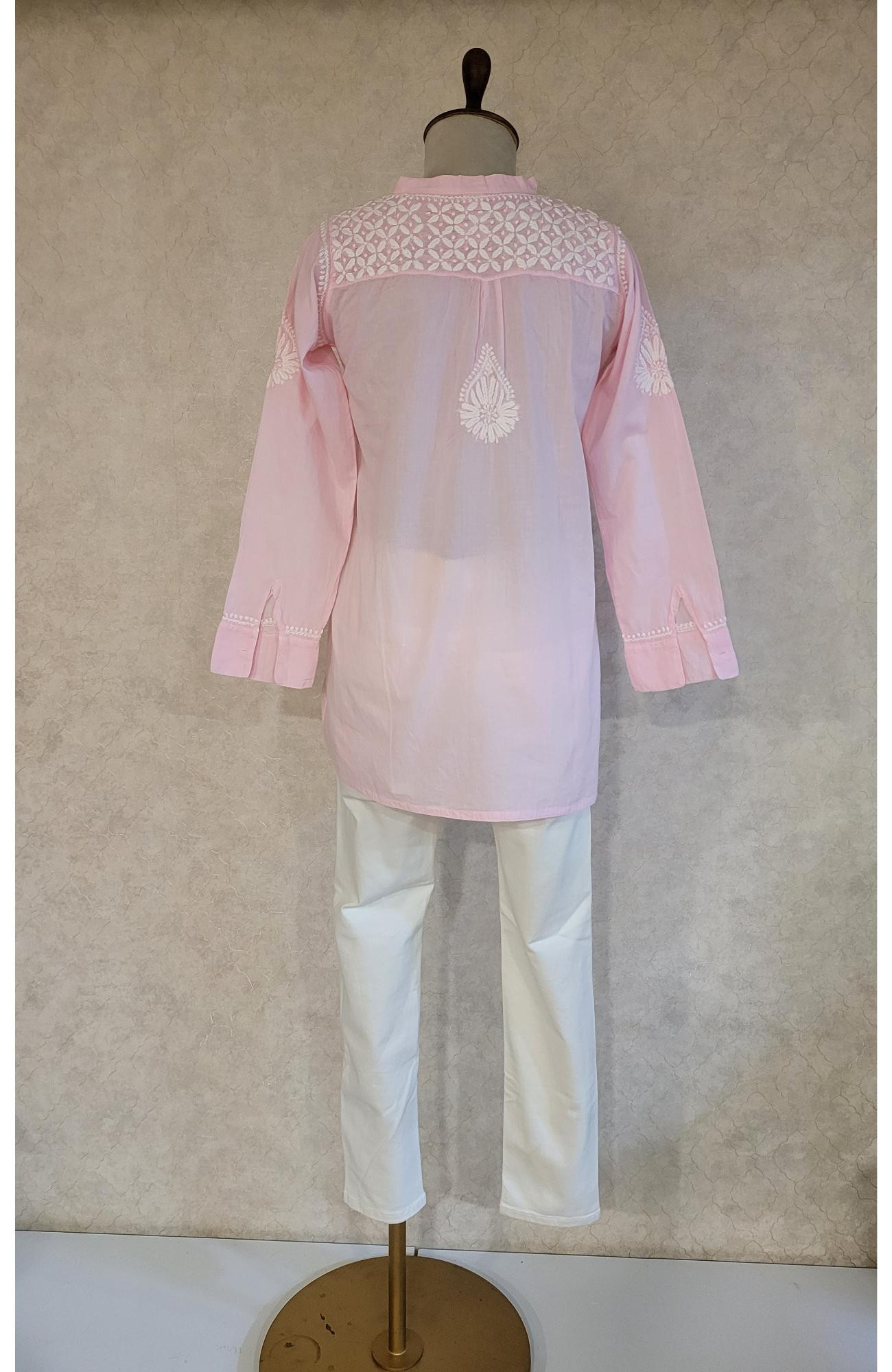 Pink Cotton Chikankari Short Top