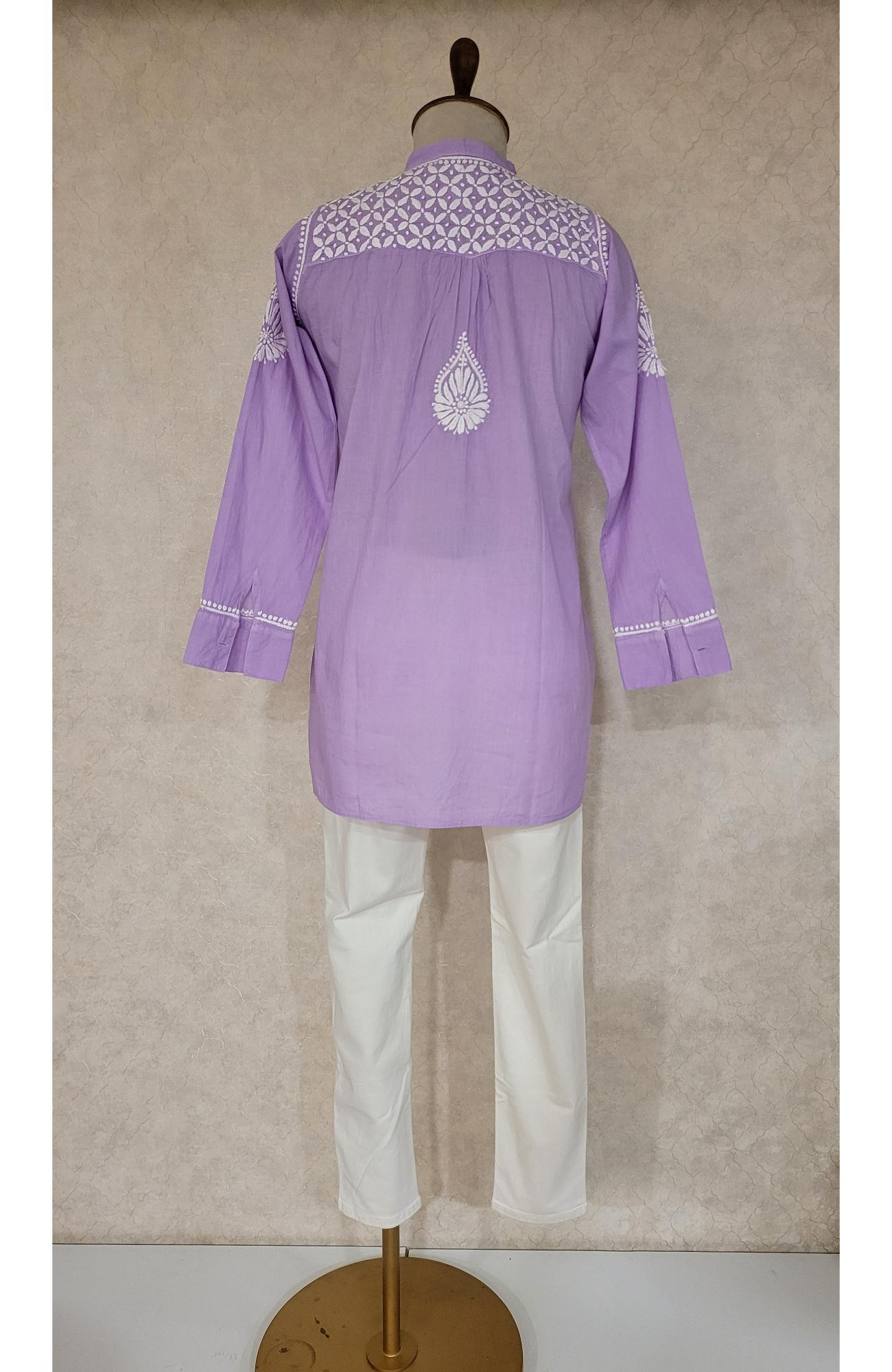 Lavender Cotton Chikankari Short Top