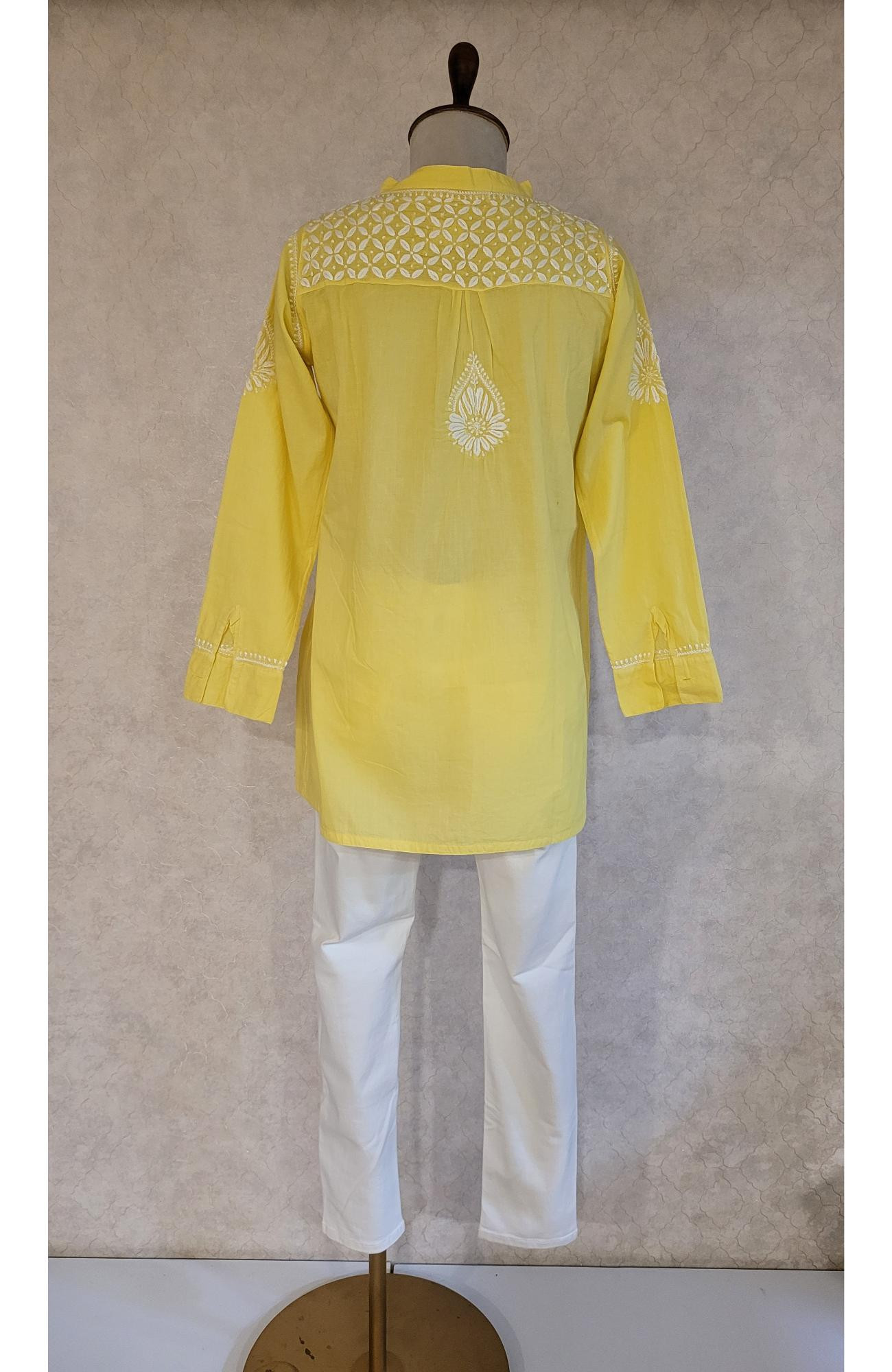 Yellow Cotton Chikankari Short Top