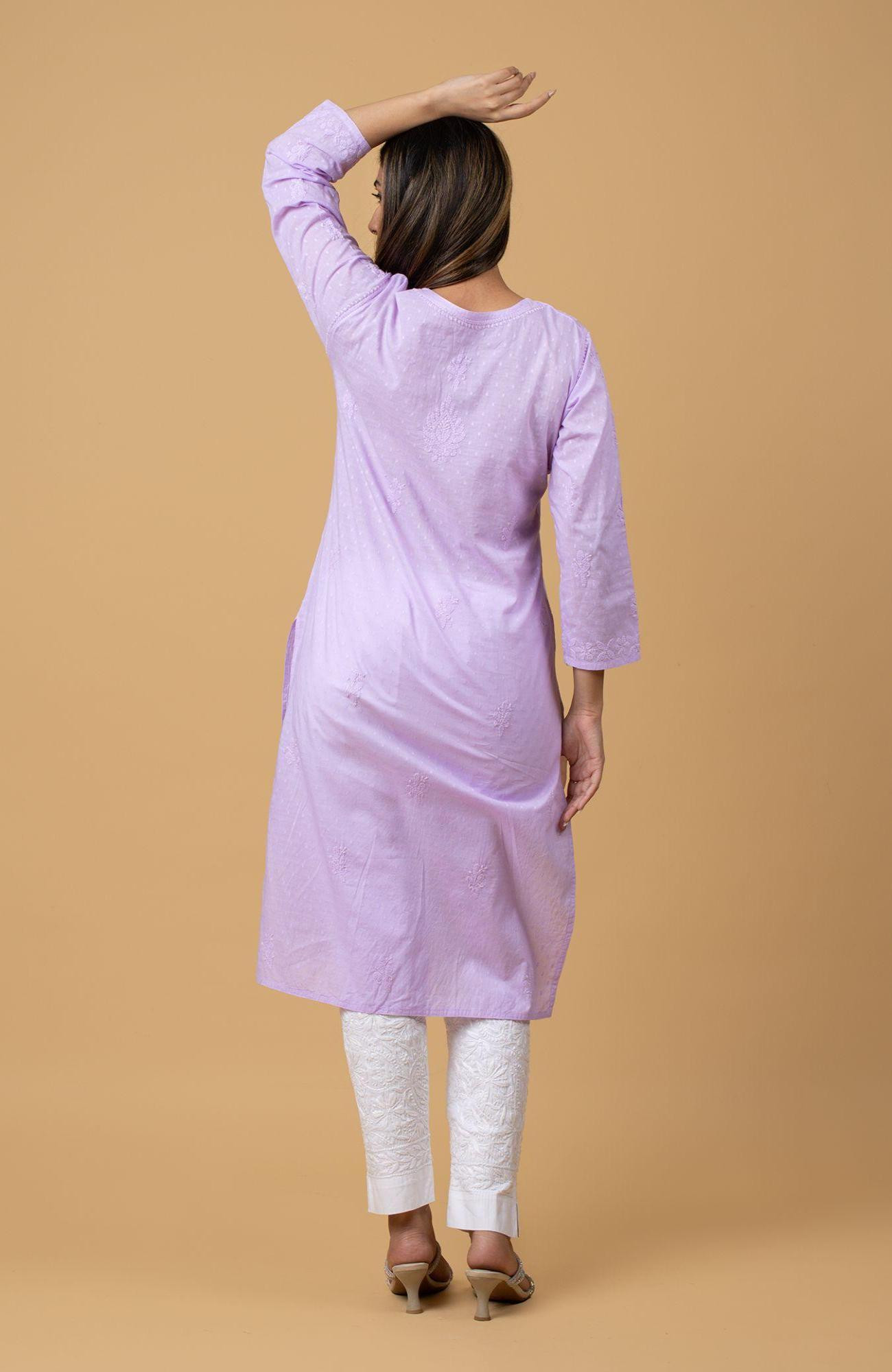 Lavender Cotton Chikankari Kurta