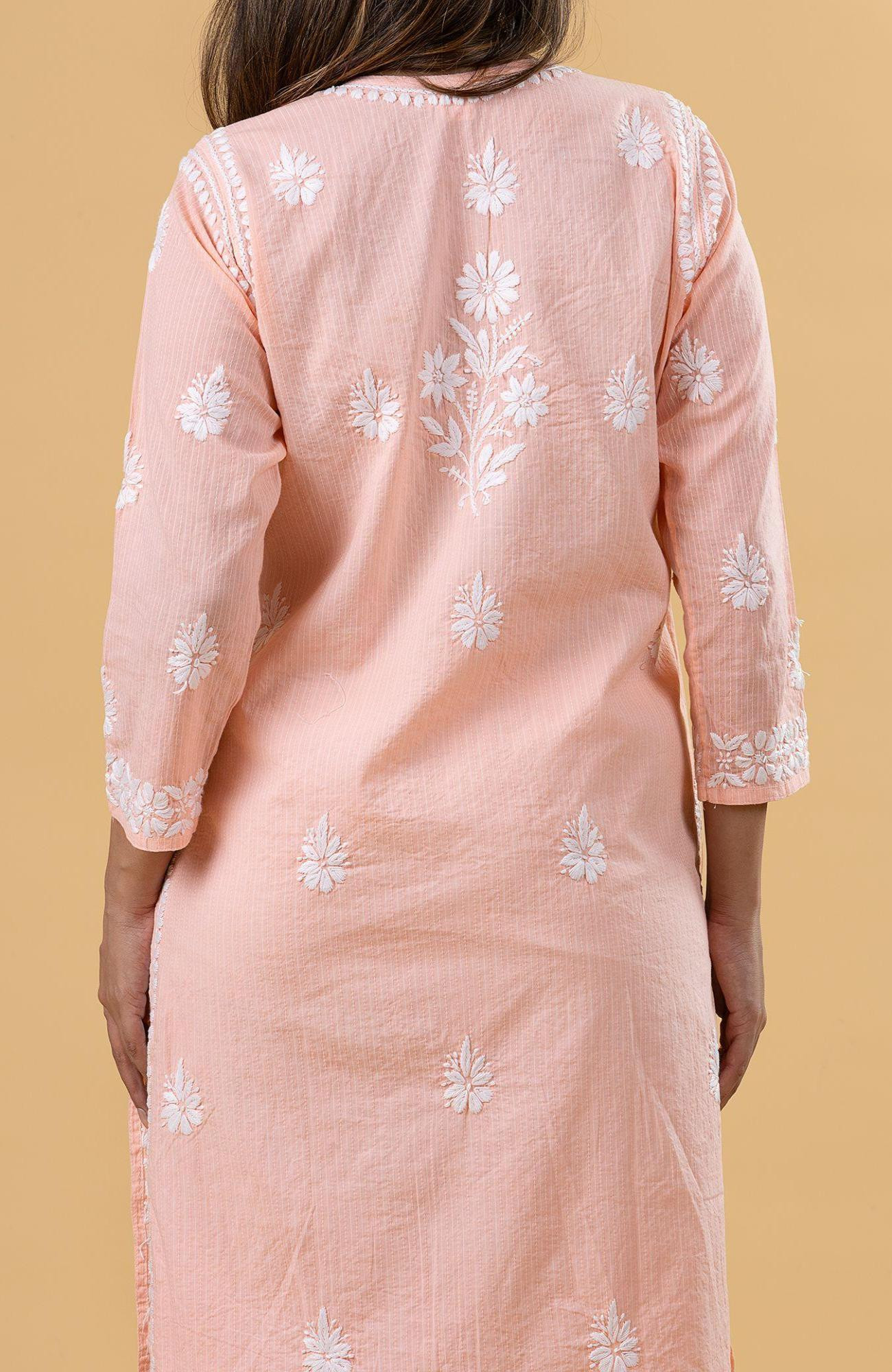 Pink Cotton Lining Chikankari Kurta