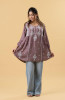 Wine Shade Muslin Chikankari Short Top