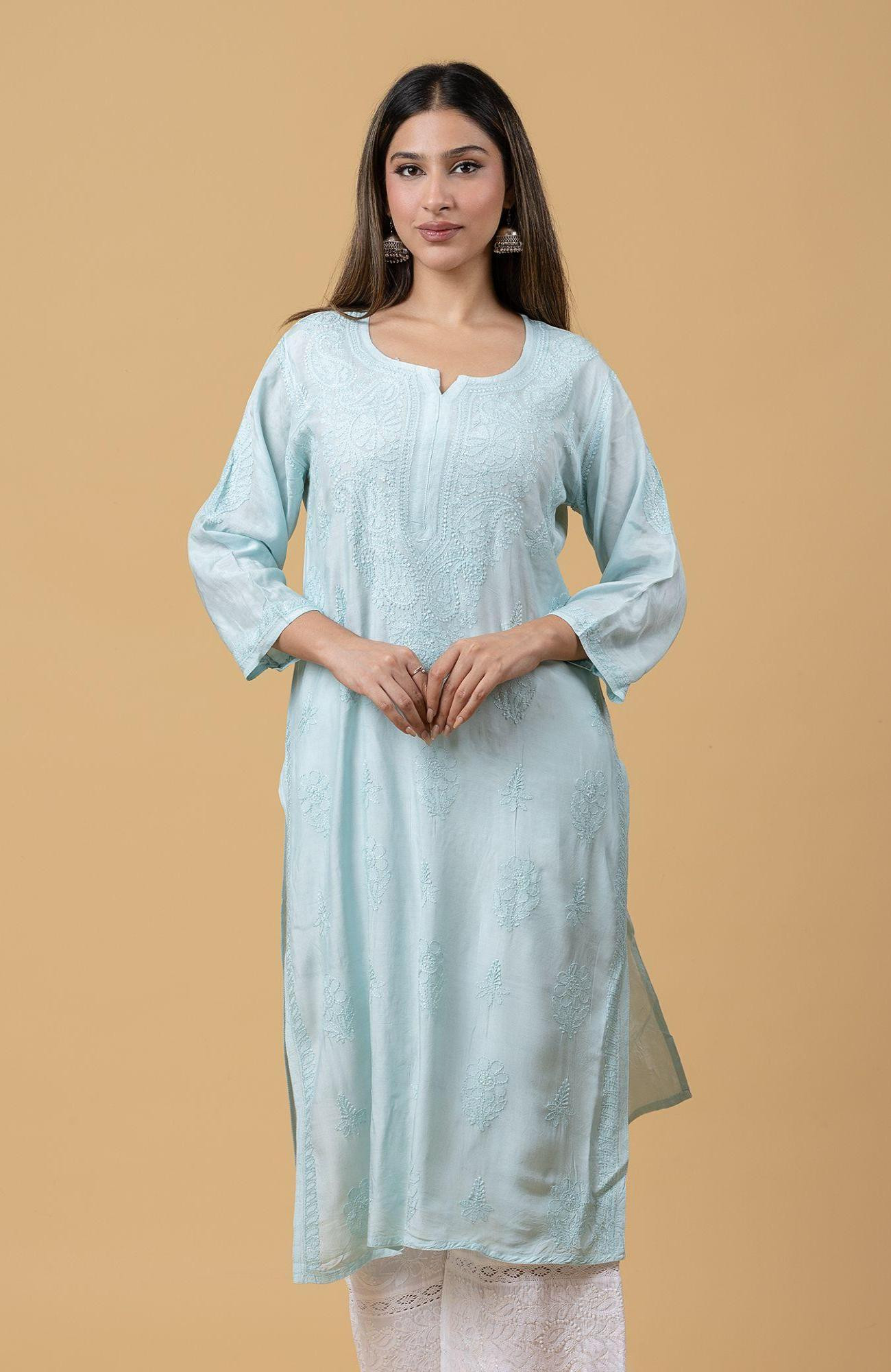 Light Green Muslin Chikankari Kurta