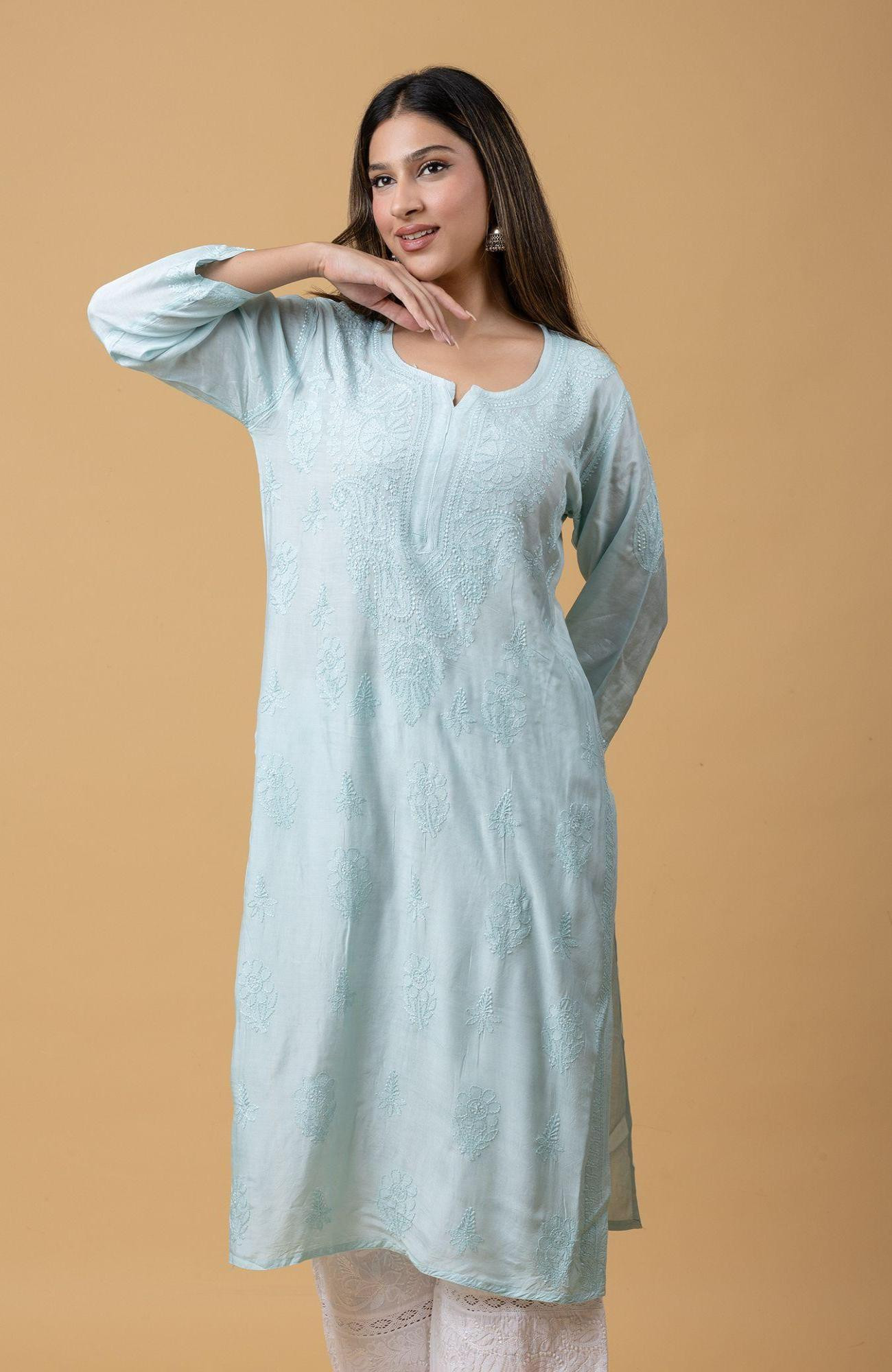 Light Green Muslin Chikankari Kurta