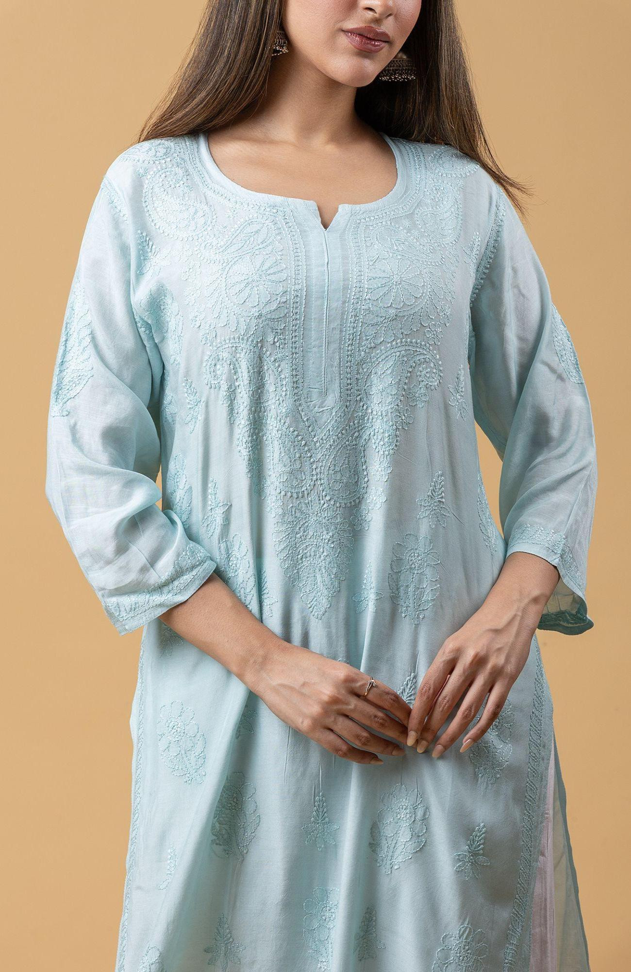 Light Green Muslin Chikankari Kurta