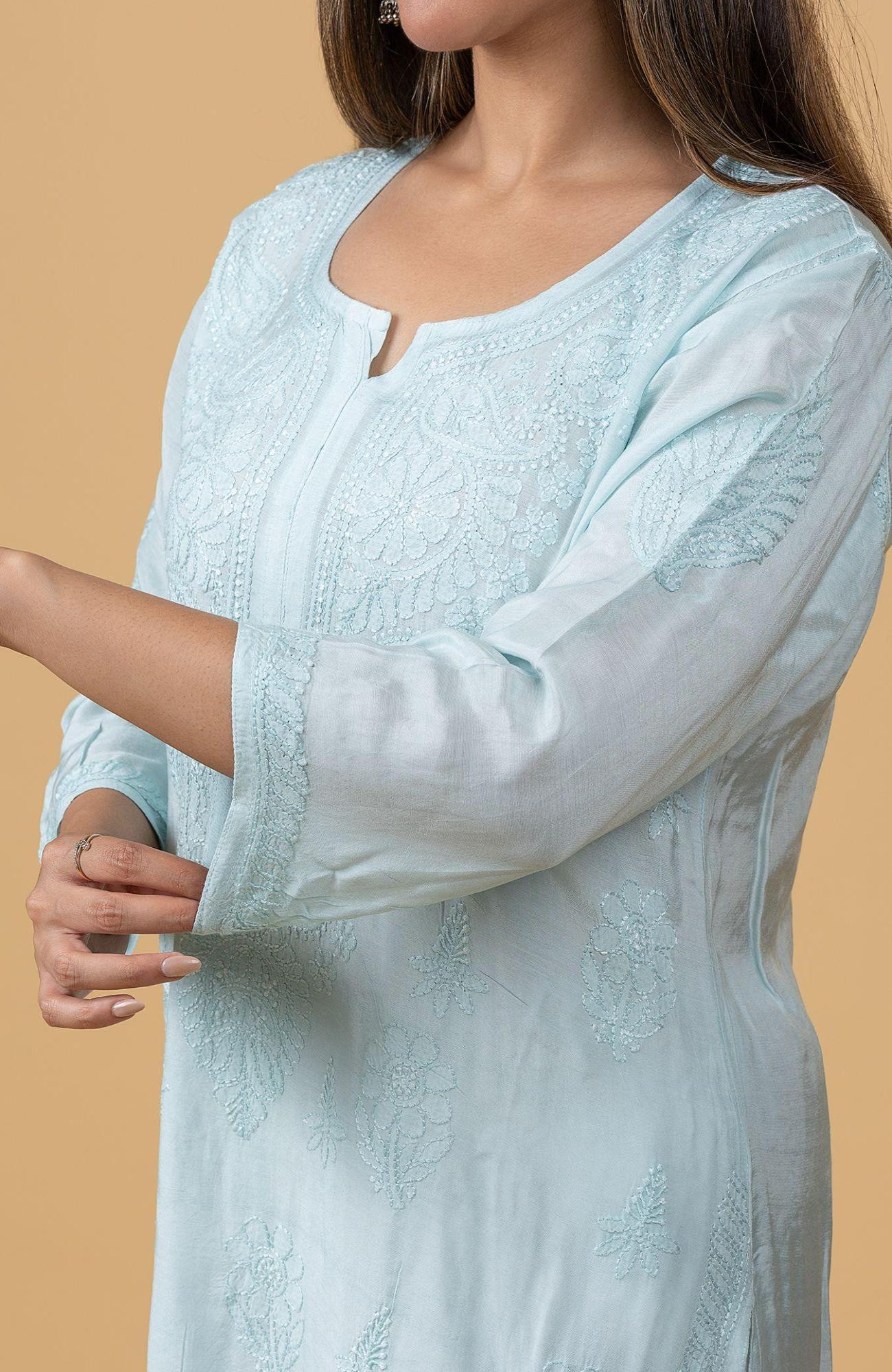 Light Green Muslin Chikankari Kurta