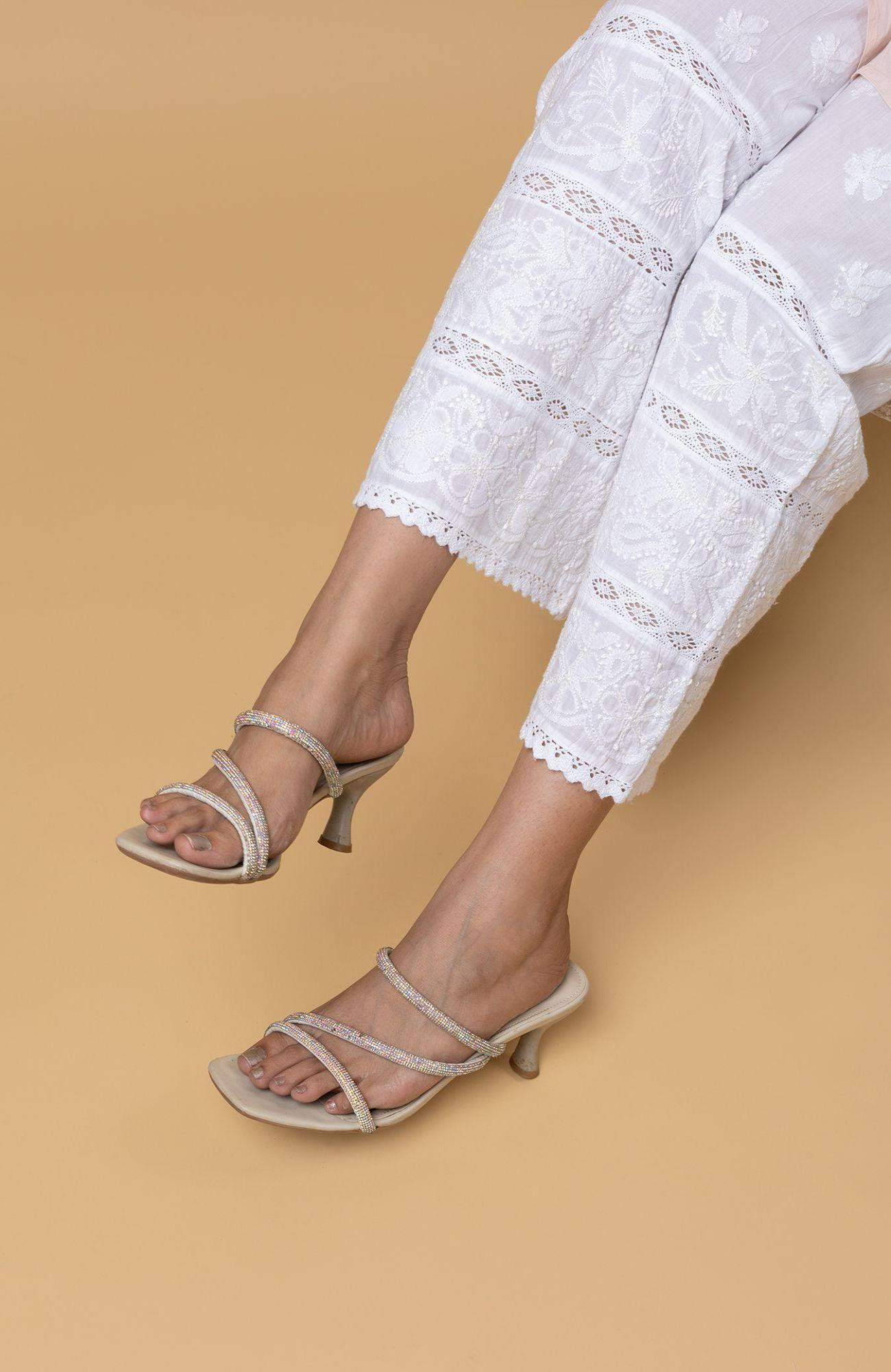 White Cotton Chikankari Pant