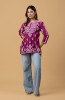 Magenta Chanderi Chikankari Short Top