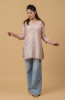 Brown Chanderi Chikankari Short Top
