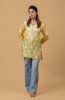 Yellow Mul Chanderi Chikankari Short Top