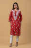 Red Print Mul Cotton Chikankari Kurta