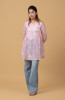 Peach Pink Muslin Chikankari Short Top