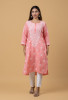 Carrot Pink Slub Cotton Chikankari Kurta