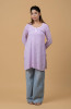 Lavender Pure Georgette Chikankari Short Top