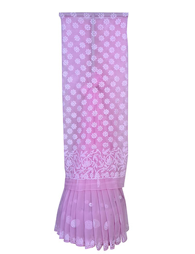Rohia By Chhangamal Baby Pink Colour Georgette Chikankari Saree With Boota Jaal Palla