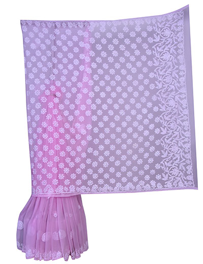 Rohia By Chhangamal Baby Pink Colour Georgette Chikankari Saree With Boota Jaal Palla